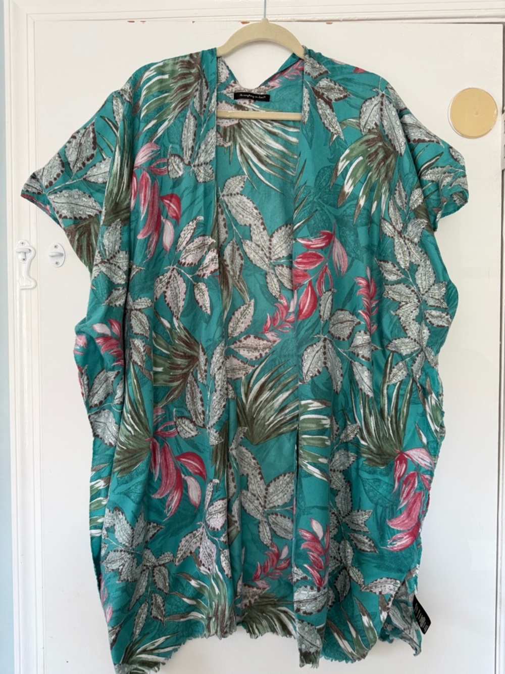 Do everything in love Teal Tropical Print Kimono resort wear one size